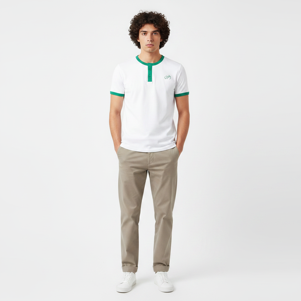 Al-Arabi Sc Men T-Shirt Henley Neck Short Sleeve