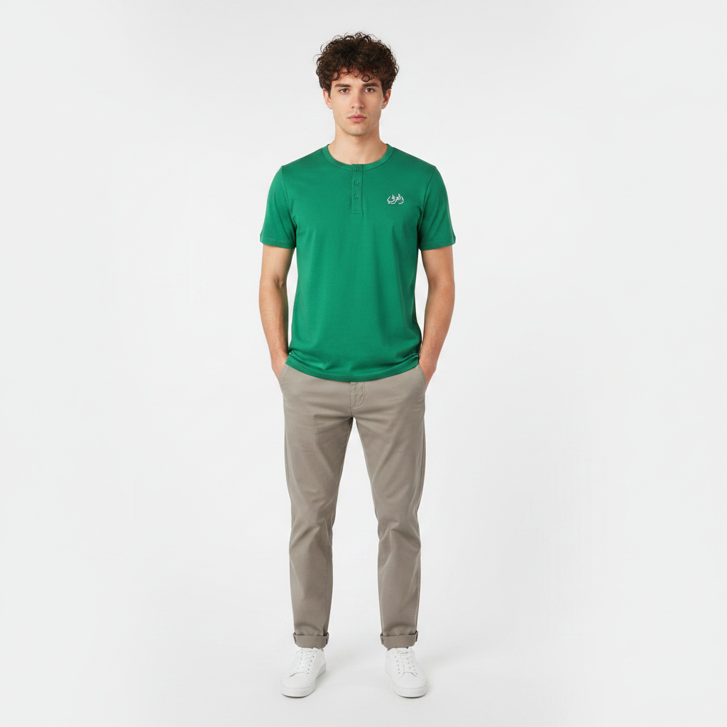 Al-Arabi Sc Men T-Shirt Henley Neck Short Sleeve