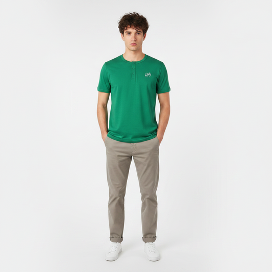 Al-Arabi Sc Men T-Shirt Henley Neck Short Sleeve